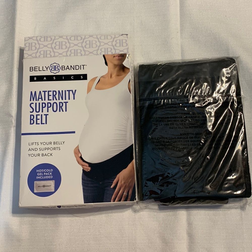 Belly Bandit Size Medium black maternity support belt with hot/cold gel pack